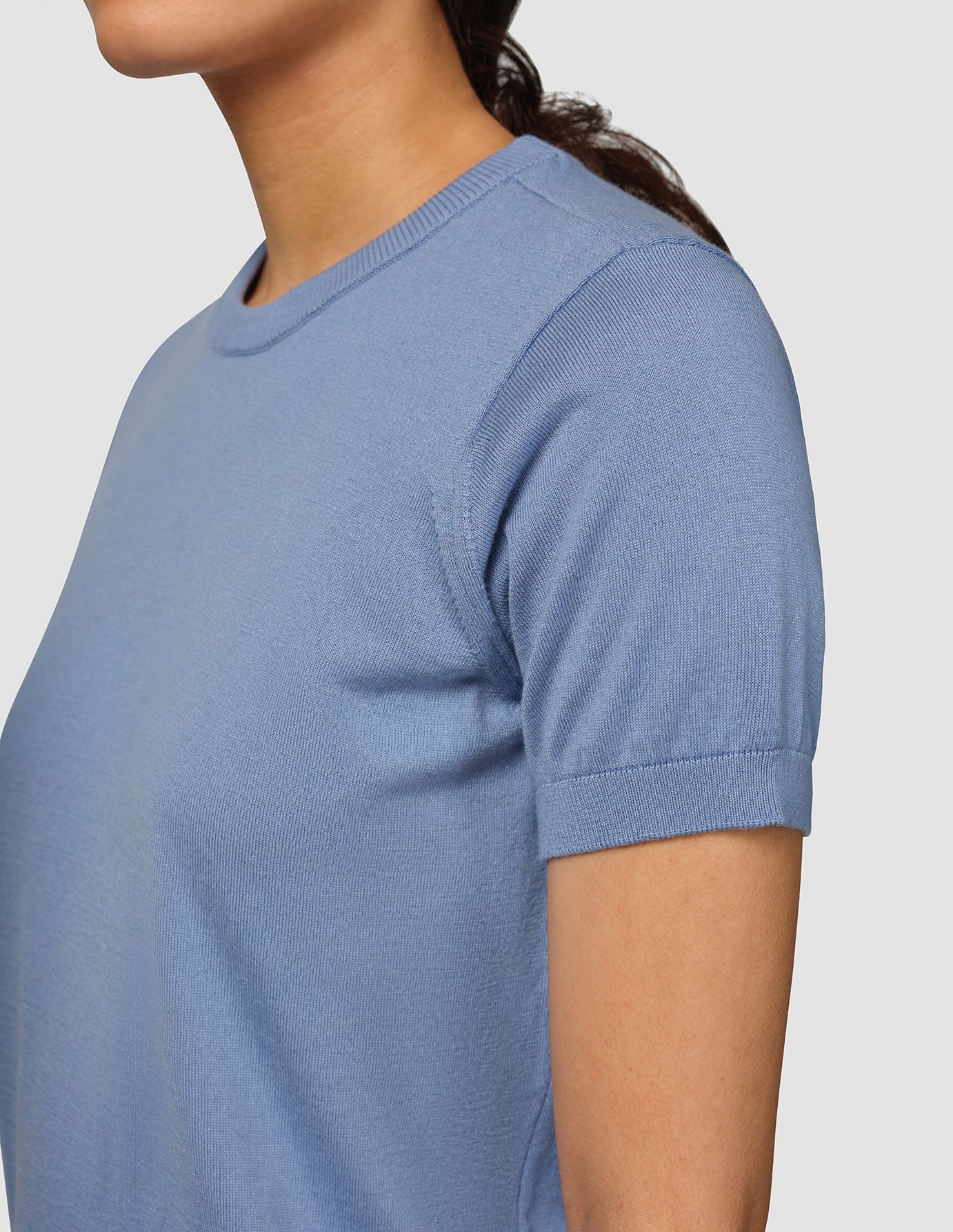 Fine Knit T-shirt Serenity Blue